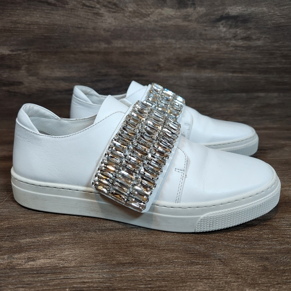 ZCD Montreal Italian Crystals White Leather Bling ASO Jennifer Lopez 37 US 6.5 - Picture 6 of 16